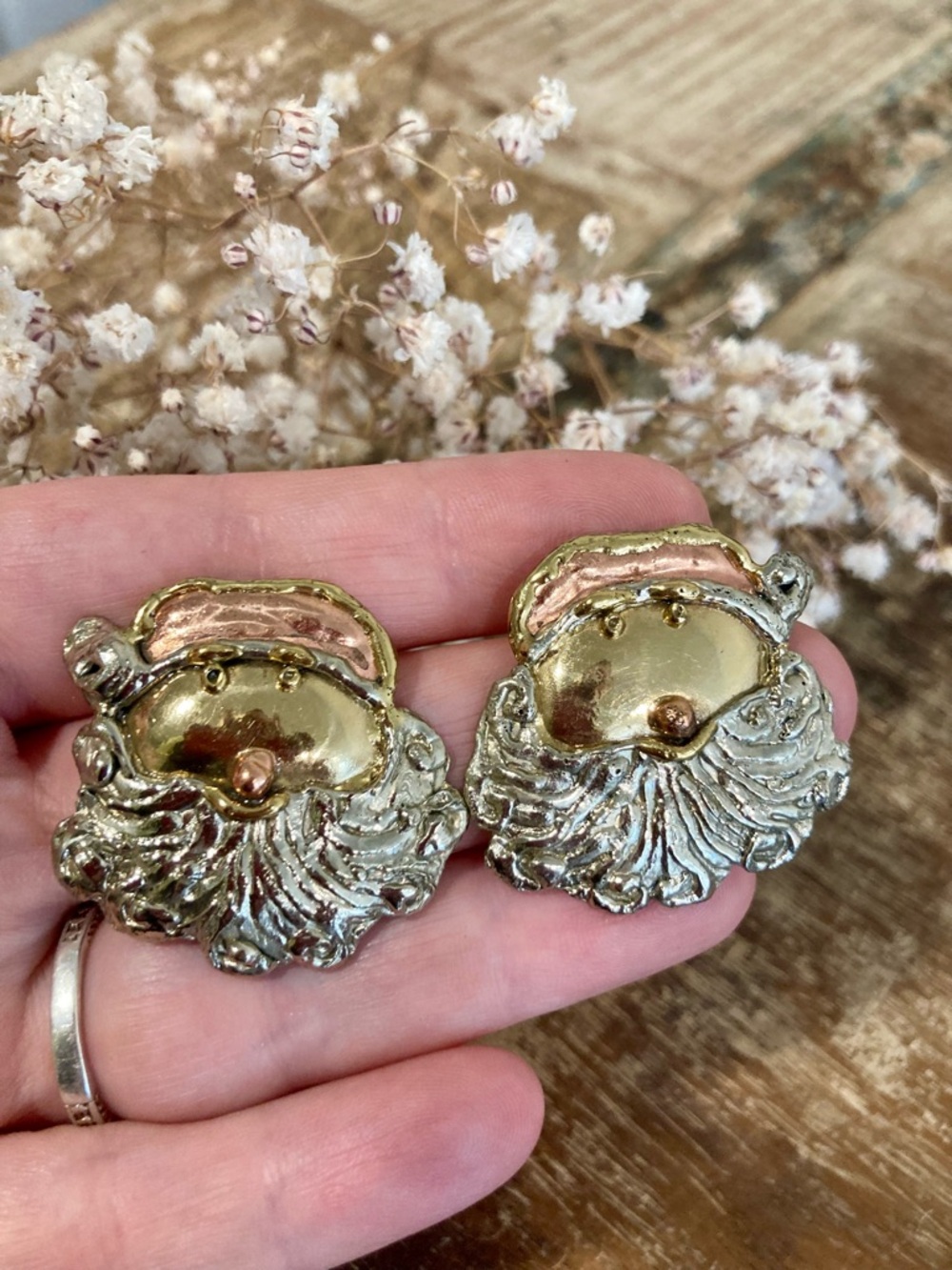 Santa Claus Metal Earrings for Pierced Ears